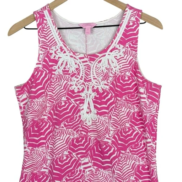 Lilly Pulitzer Foster Shift Dress Womens Large Oh Cabana Boy Embroidered Coastal - Picture 2 of 8